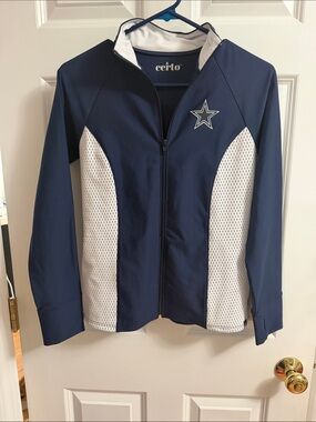 Women's Navy and White Zip-Front Jacket